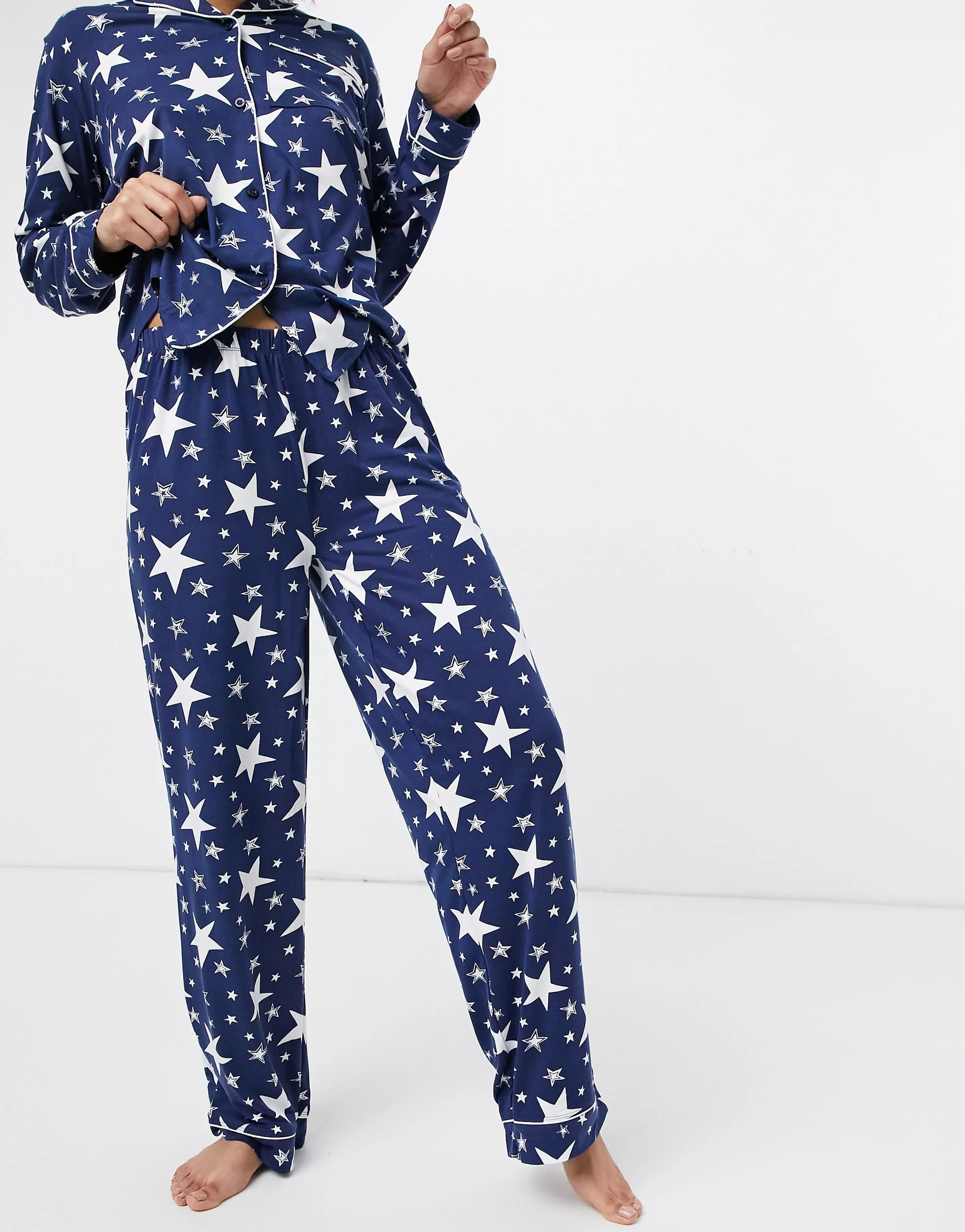 Navy Blue Color Digital Abstract Printed loungewear/Nightsuit For Women With Pants.