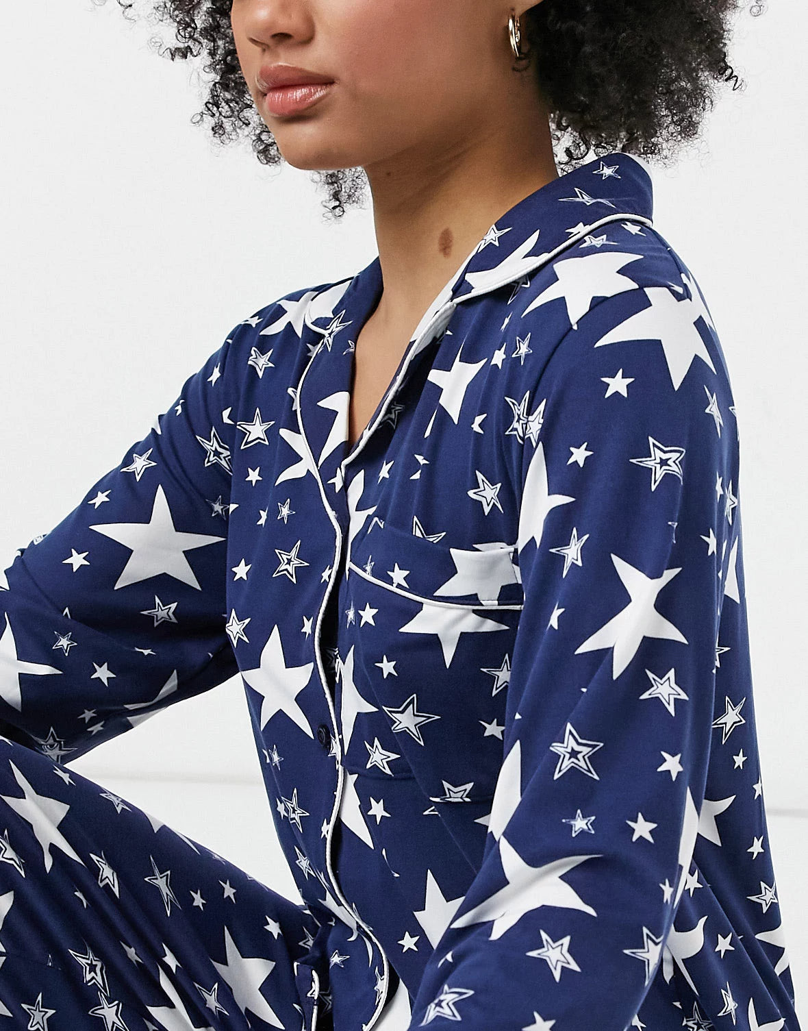 Navy Blue Color Digital Abstract Printed loungewear/Nightsuit For Women With Pants.