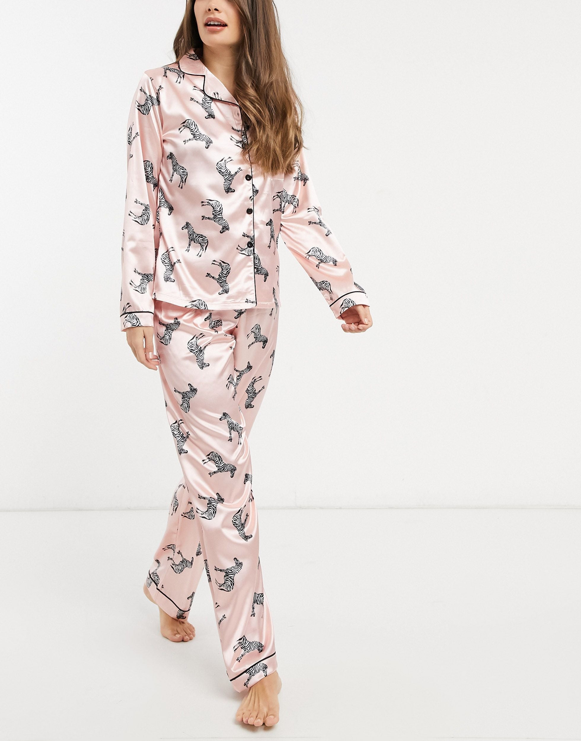 Pink Color Digital Abstract Printed loungewear/Nightsuit For Women With Pants.