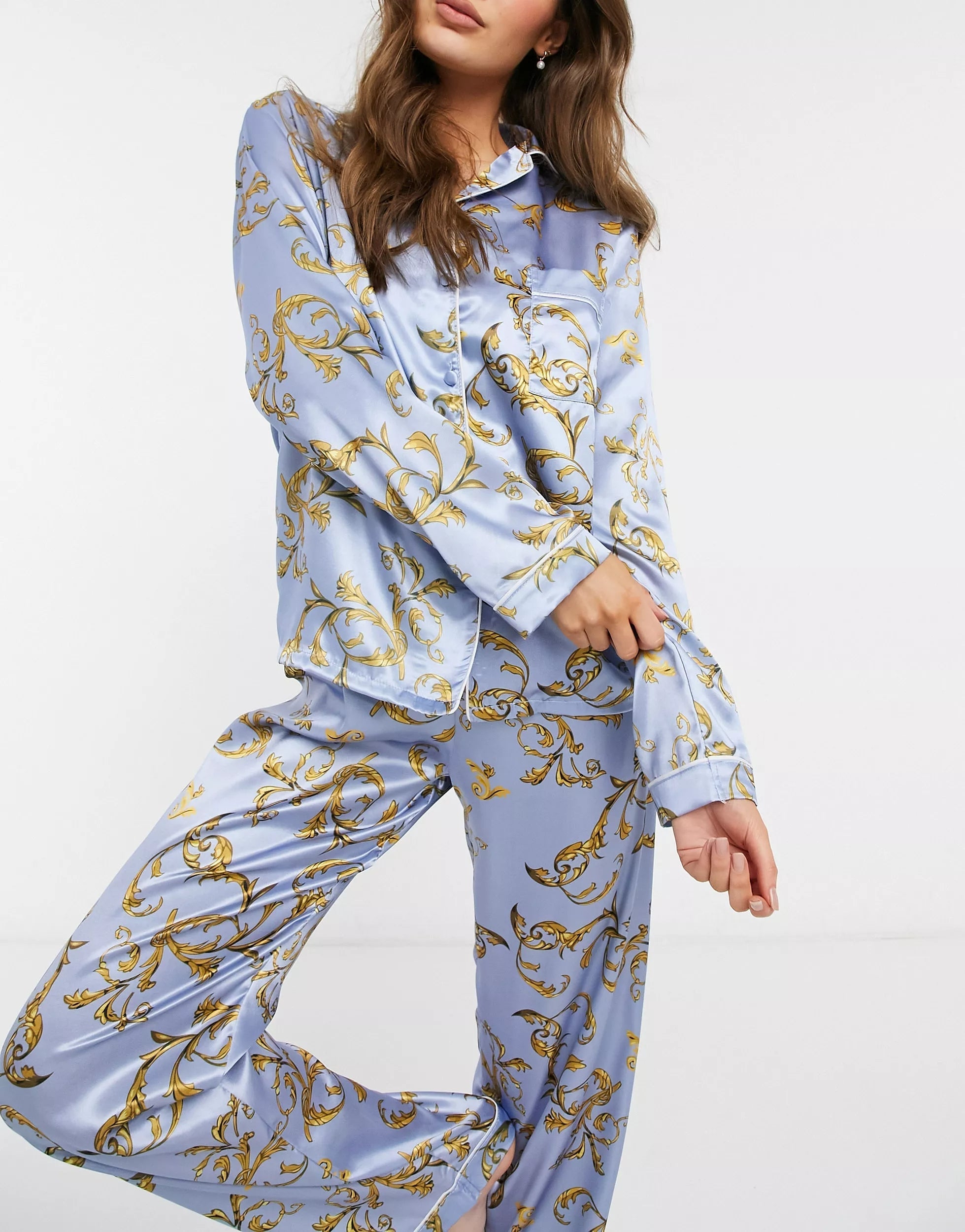 Lavender Color Digital Abstract Printed loungewear/Nightsuit For Women With Pants.