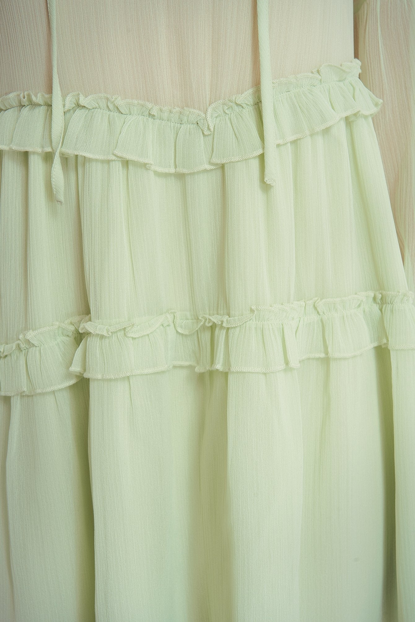Green Multi Frills Chiffon Dress